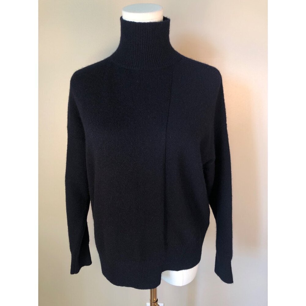 Vince Wool Cashmere Blend Turtleneck with Asymmetric Hem Black Sweater Size XXS